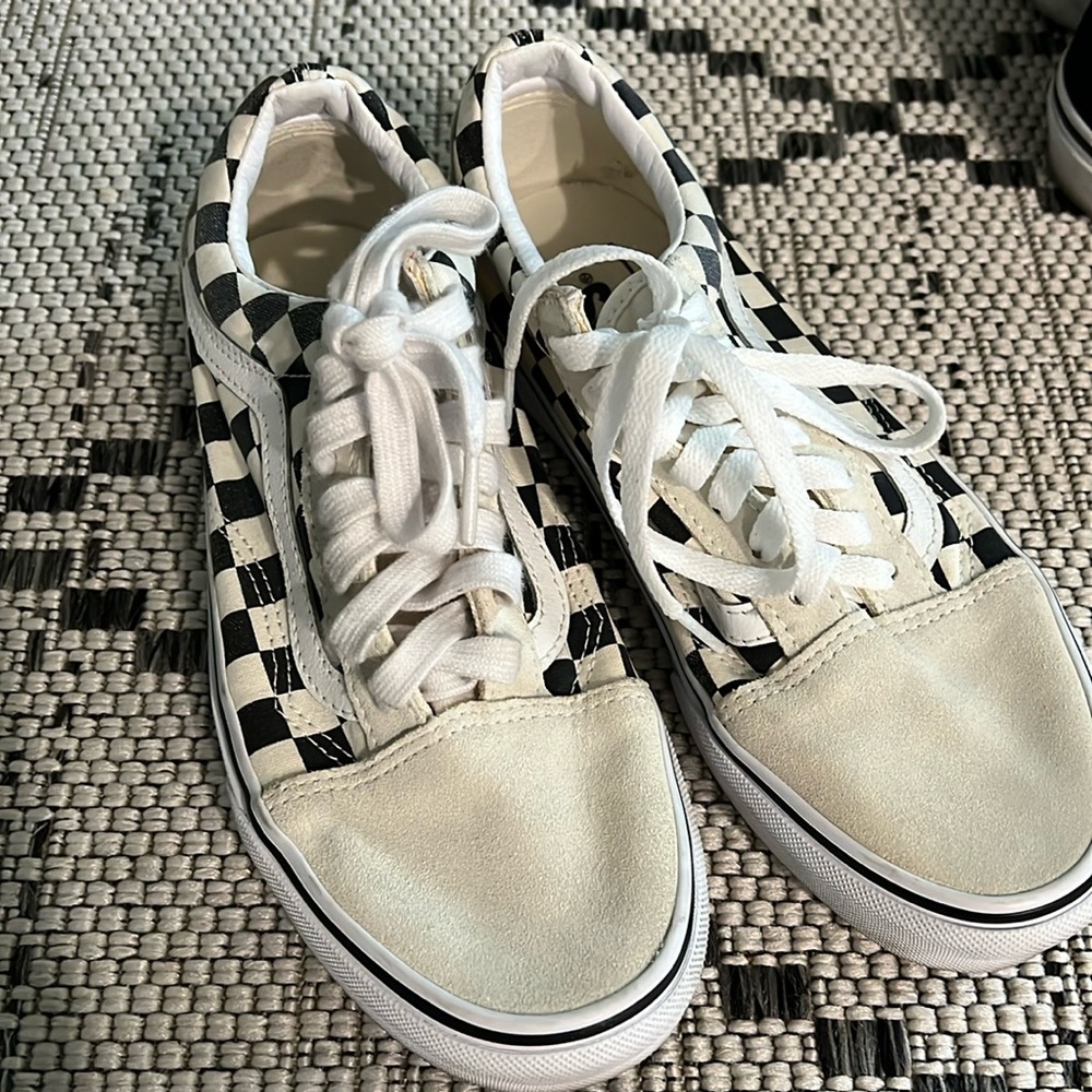 White checkered Vans